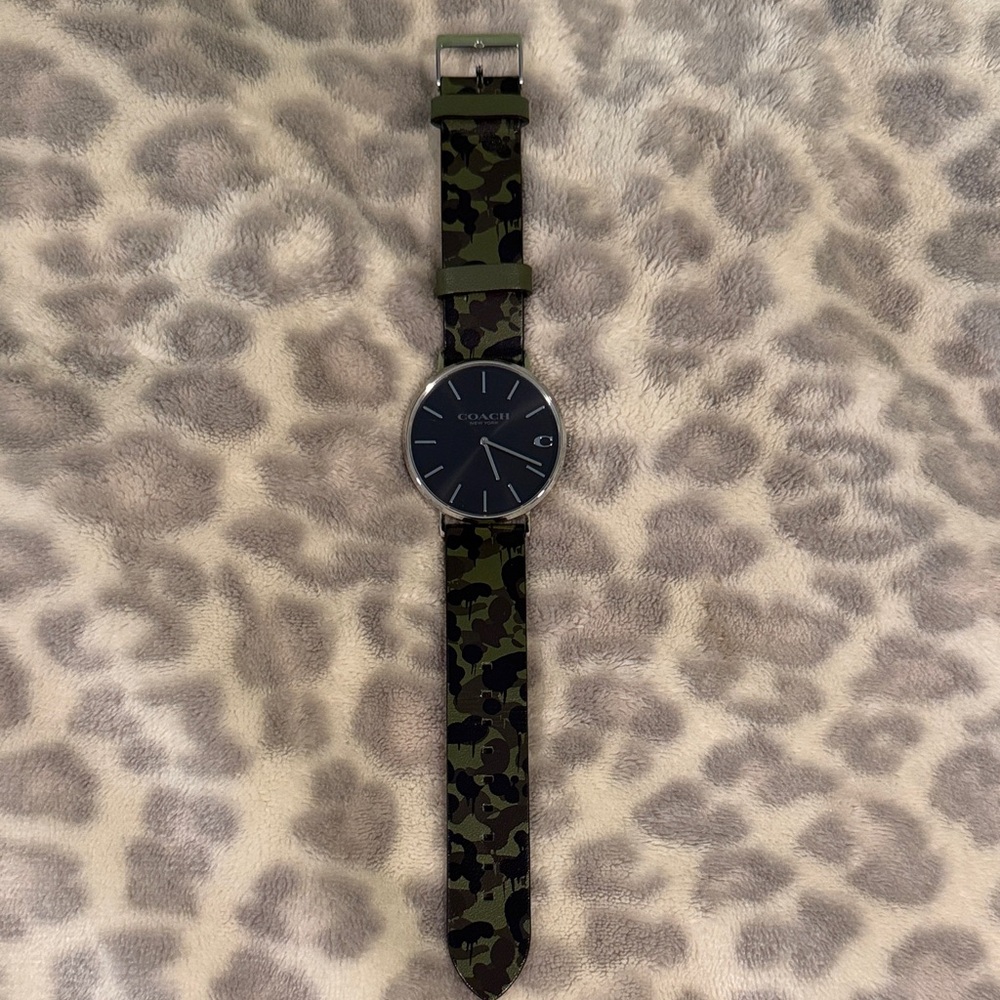 Coach Green Camouflage Watch with Black Face